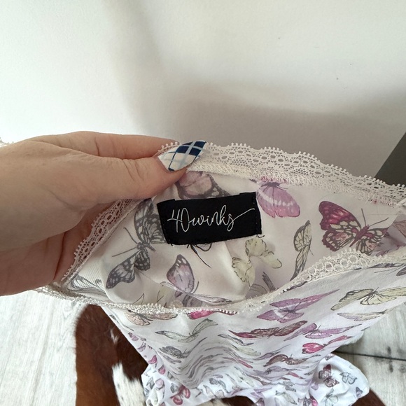 Wink White Slip Dress with Pink, Purple & Yellow Butterflies - Picture 3 of 3